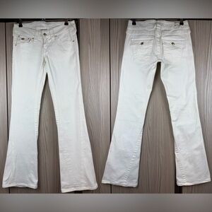 True Religion ‘Disco Joey’ Flare Leg Jeans ~ in White w/Gold Crystal Buttons ~28